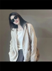 2025年夏季常规其他连帽羊毛帽衫女开衫宽松时尚外套，女装毛呢外套，牧思羊