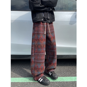 8XL-M羊羔绒裤子男冬季加绒加厚民族风重磅针织棉裤大码KZ023P78图片