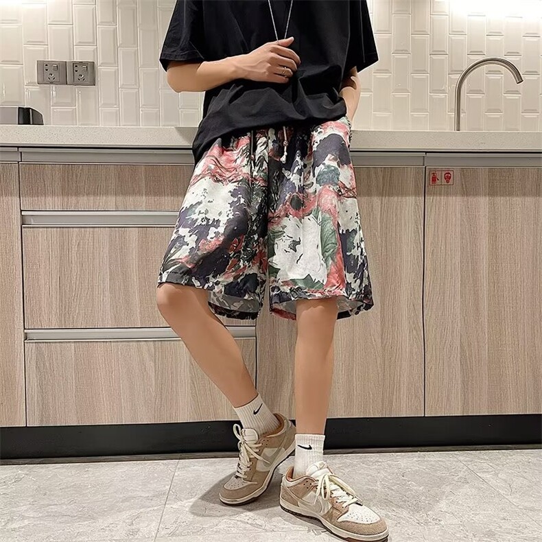 夏季新款潮牌沙滩风短裤男复古宽松百搭休闲五分裤现货K8041-P21,男装牛仔裤,星座512-3
