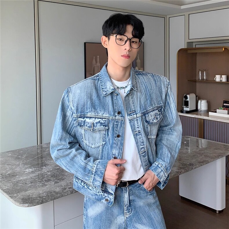 复古牛仔衣外套男宽松高级感垫肩美式牛仔夹克痞帅潮LJK86400-P72,男装工装外套,星座1008