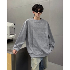 WY10152-特P45控78小众撞色拼接破缝假两件大码男大码情侣卫衣，男装卫衣，电商A059