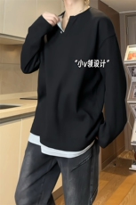 特批-港风2026秋装宽松假两件打底衫男装秋季内搭长袖T恤S330-P38，男装T恤，电商A233-1