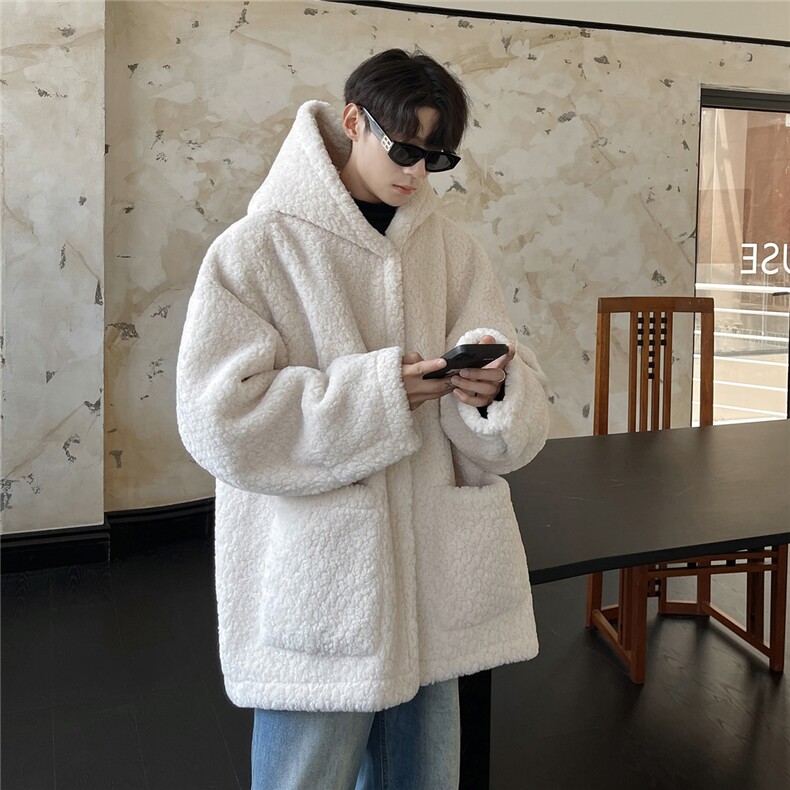 1港风派克服连帽大口袋皮毛一体轻奢大码M-5XL棉服77940P158控218图片