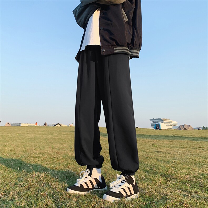 秋冬季垂感阔腿宽松直筒休闲保暖长裤潮牌流卫裤K77-1特批40,男装休闲裤,星座718-1