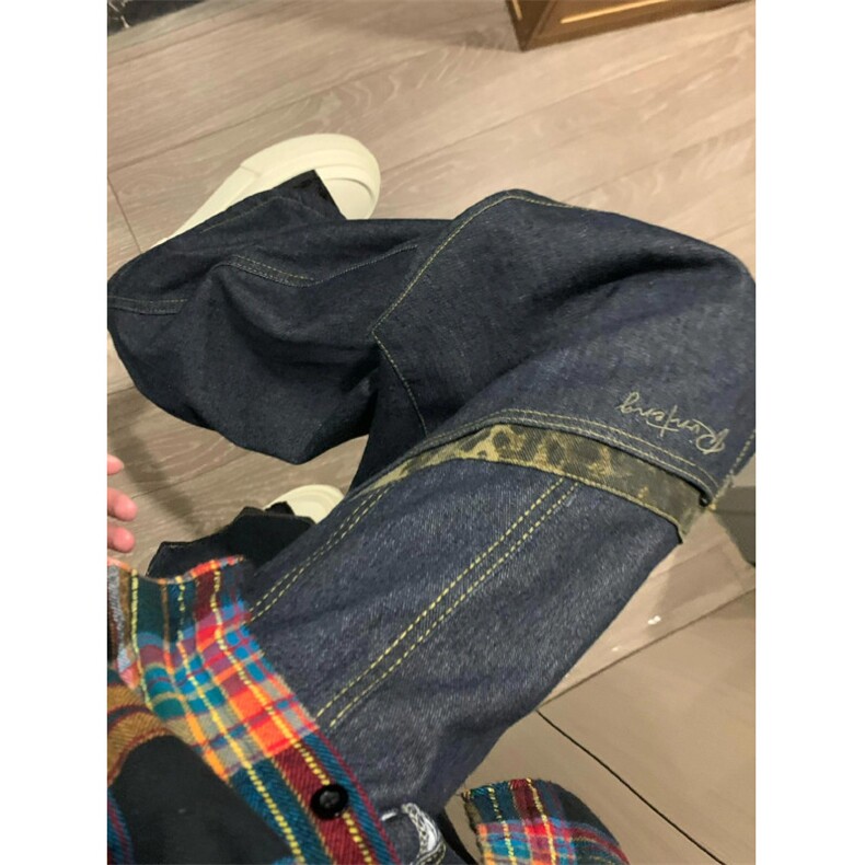 女风 抖音质量 拼接弯刀阔腿牛仔裤ZK0278-P58图片