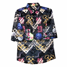 夏季男士七分袖印花衬衫男休闲修身碎花衬衣A236-1991-P55，男装衬衫，电商A236