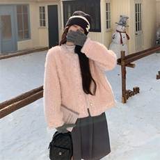 冬季新款小香风羊羔毛皮毛一体外套2609---P105---K288，女装皮草，2C253
