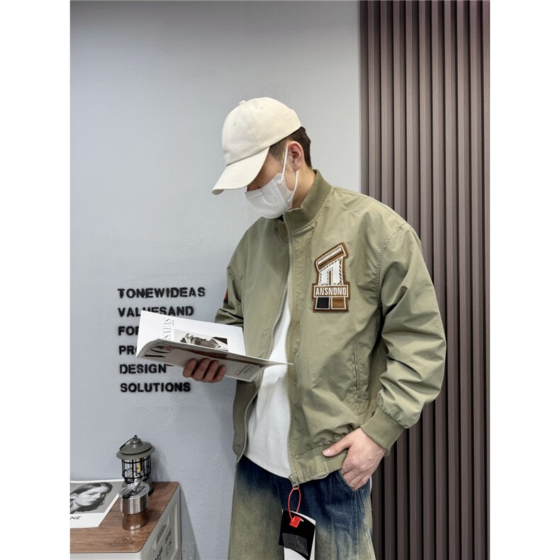 秋季新款美式贴标刺绣棒球服夹克男士潮牌修身时尚痞帅飞行服外套,男装夹克,星座506A