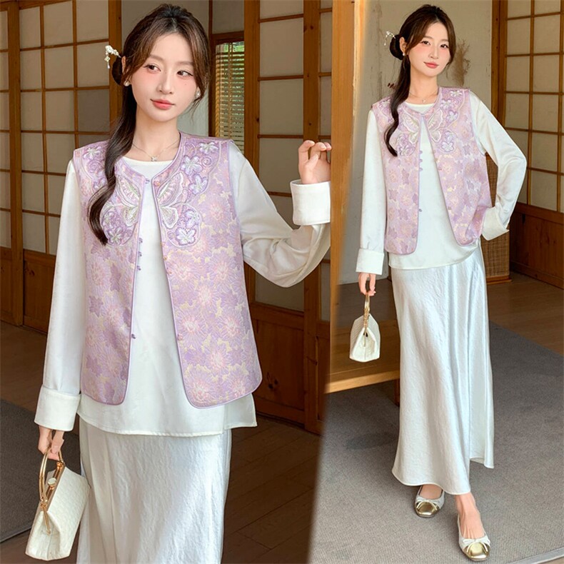 2026春季新款新中式g风提花刺绣设计感百搭无袖马甲,女装马甲,超帛