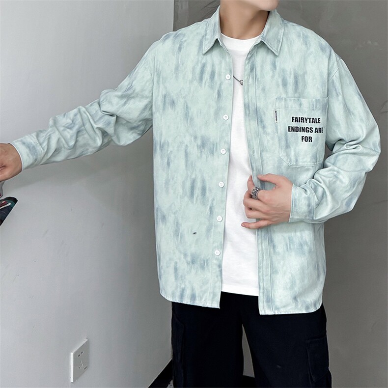 寸衫型夹克高品质纯棉加厚扎染店主社会小伙潮牌新款外套CS79P68图片