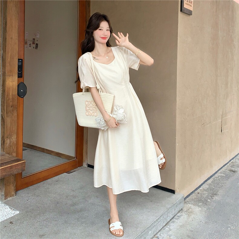 法式温柔风气质减龄精美前侧车塔克线连衣裙女182-8713P135K198,女装连衣裙,帛香坊
