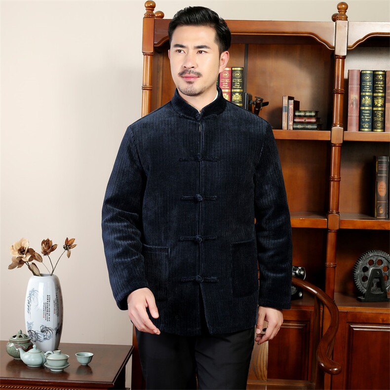 中青年唐装90绒羽绒服复古盘扣灯芯绒风羽绒服外套CF988-P230,男装羽绒服,星座1105-3