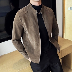 现货新潮商务立领皮衣男外套英伦修身短款帅气皮夹克JK32P135，男装皮衣，电商B276A