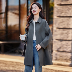 韩版气质风衣女2025春秋新款高级感时尚宽松中长款休闲百搭大衣图片