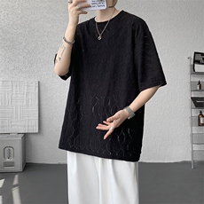 现货T10130-特p30控58高品质面料镂空痞帅大码圆领短袖T恤衫，男装T恤，电商A059