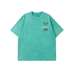 白底得物品质重磅纯 蜡染水洗做旧美式纯色男女短袖T恤DT10-P38图片