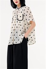 现货波点植绒衬衫，女装衬衫，尤鱼 YOOYUU