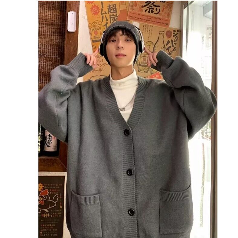 美式潮流V领开衫毛衣男秋冬季日系慵懒风针织衫线衣外套M31/P54,男装针织衫/毛衣,星座506