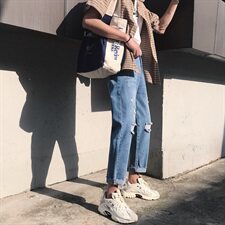 港风夏季破洞牛仔裤男韩版潮流九分裤休闲裤N/，男装牛仔裤，电商D202