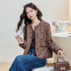 【bao款现货已出】2025秋冬新款咖色亮片重工编织粗花呢小香外套，女装短外套，雅静靓衣