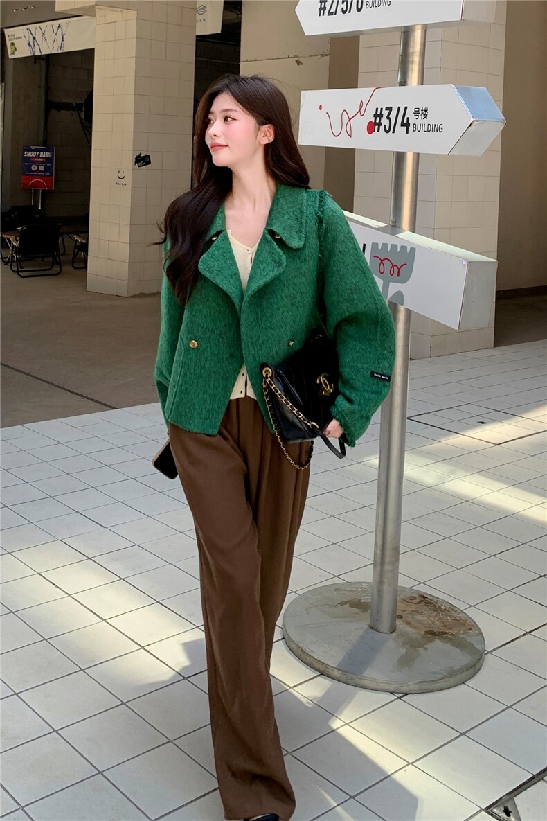 现货新款双面羊毛呢流苏宽松毛呢外套,女装双面呢大衣,丝露依尚（原SL）