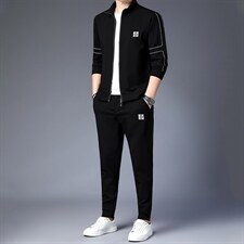 2023春秋季高端商务休闲套装男时尚开衫上衣中年爸爸装三件套，男装休闲套装，电商B212（原钱塘6029）