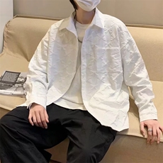 衬衫男韩版潮流暗纹痞帅2023春秋新款ins宽松百搭外套W4515-P39，男装衬衫，星座412