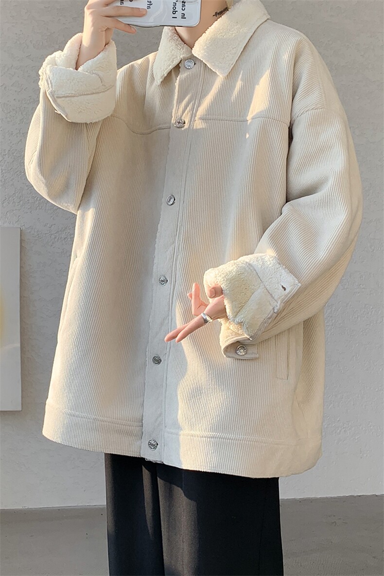 8XL-M特大码港风灯芯绒翻领夹克男羊羔毛棉衣棉服外套JK1307P68,男装夹克,电商D206-1
