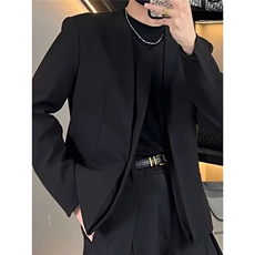 春款款男女立领无扣西装开衫结构垫肩西服外套JK0039P60，男装西服套装，星座1013-1