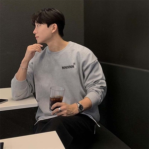 2024春季美式圆领套头卫衣韩风落肩ins上衣外套男 W3108-p35控49图片