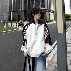 抖音得物高品质 美式高街重磅结构织带拼接撞色立领卫衣外套 CM41图片