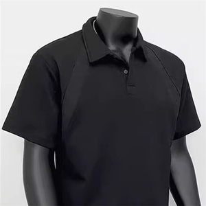 M633-P35美式polo衫短袖t恤夏季cleanfit拼接翻领五分袖上衣图片
