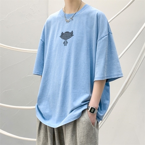 夏季新品青少年潮复古水洗圆领纯棉T恤短袖男女 1522-P50 控价68图片
