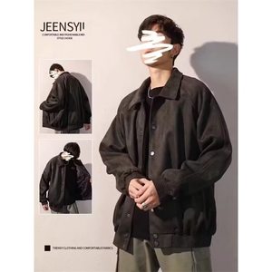 1506-1/GH040/P60麂皮绒夹克男士春秋季复古潮牌宽松休闲图片
