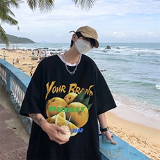 落肩袖重磅短袖t恤夏创意水果印花港风半袖上衣XZ514-2-1295-P28，男装T恤，星座514-2(原B239)