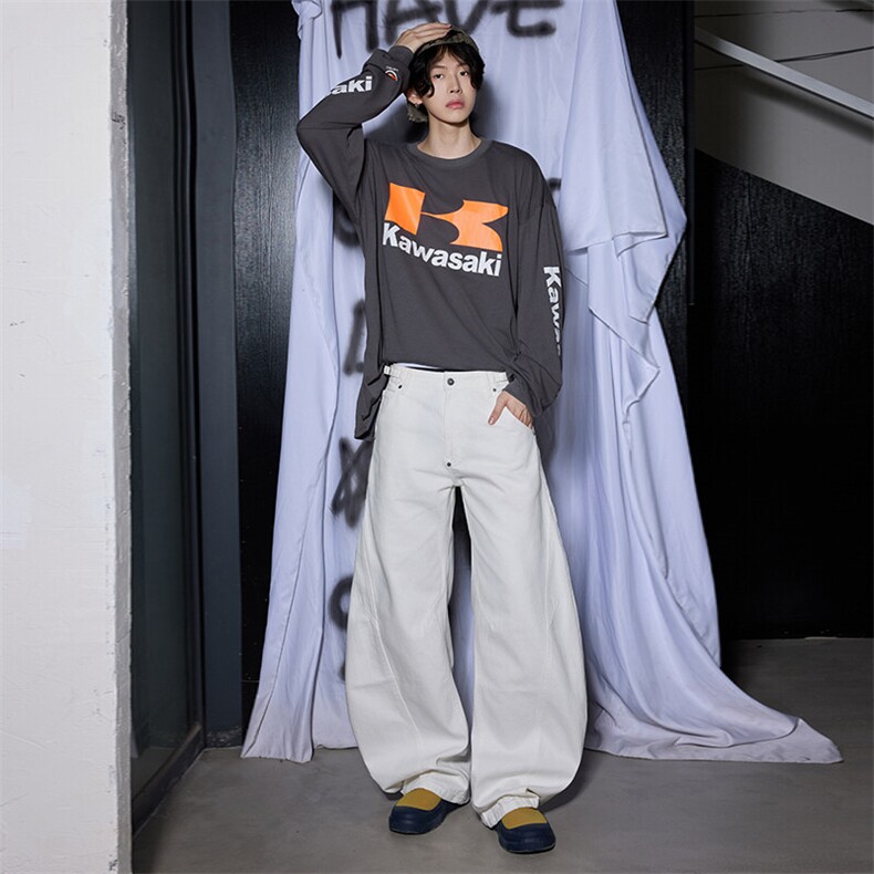 2025夏季新款美式高街设计弯刀牛仔裤百搭宽松阔腿裤YD9017-P70,男装牛仔裤,星座509