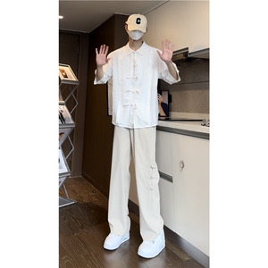 抖音品质夏季新款风新中式盘扣宽松西裤B315-K24045-特p30控58图片