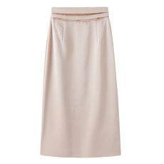 现货BAO2025夏时尚气质优雅百搭遮肉设计感高腰中长款半身裙，女装半身裙，时尚俏佳人