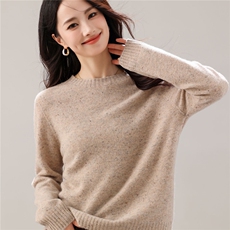 2025年秋季彩点加厚圆领时尚百搭通勤，女装羊毛衫，万禾羊绒