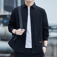 工装纯棉男士长袖衬衫休闲宽松衬衣外套2226--p35，男装衬衫，星座102C-1(原星座100)