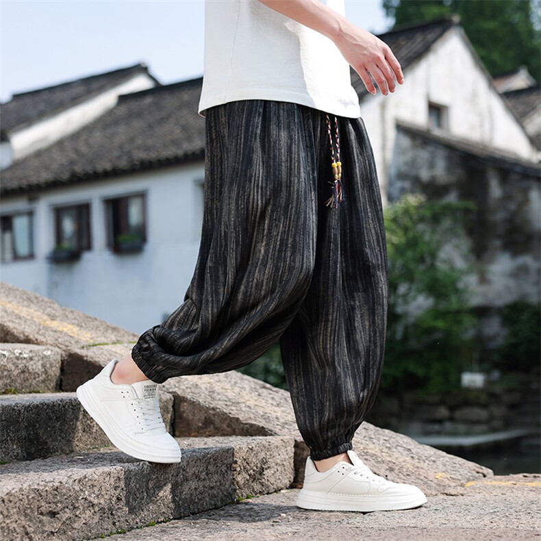 2025夏季风定制花灯笼裤男士大码宽松冰丝休闲裤815-811P75，男装休闲裤，星座815（原A203）