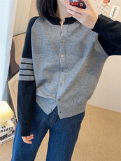 秋冬新款女圆领外搭韩版毛衣外套显瘦针织开衫，女装针织衫/毛衣，沐策羊绒