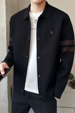 高级翻领修身针织衫男士刺绣开衫毛衣春秋新款上衣外套K7719-P130，男装针织衫/毛衣，电商A237
