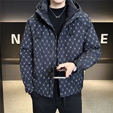 标50绒连帽羽绒服男冬季2025新款字母满印潮牌A313-5507-P215，男装羽绒服，电商A313