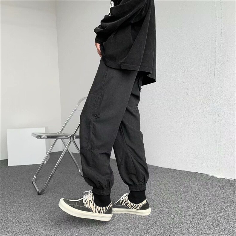 休闲运动工装韩版宽松ins九分束脚长裤港风直筒阔腿裤K1271-P32,男装休闲裤,星座512-2