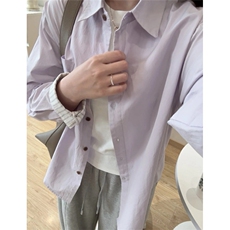 设计感紫色拼接条纹衬衫外薄款套女春夏外搭防晒开衫衬衣C2598，男装防晒衣，星座1116A（原606A-3）