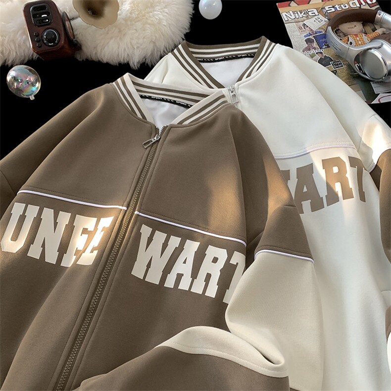 B257-1-M09-P6524新款宽松休闲情侣港风潮流开衫棒球衫，男装卫衣，星座B257-1