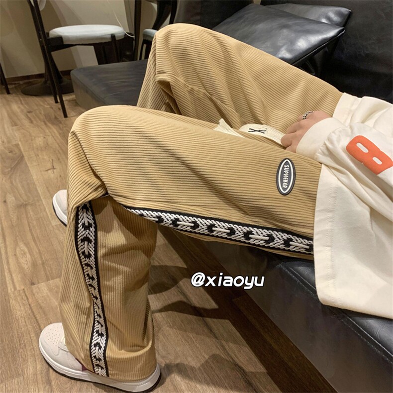 XZ616秋季新款百搭灯芯绒织带贴标拖地裤TY417P55控68,男装休闲裤,星座512A（原616）