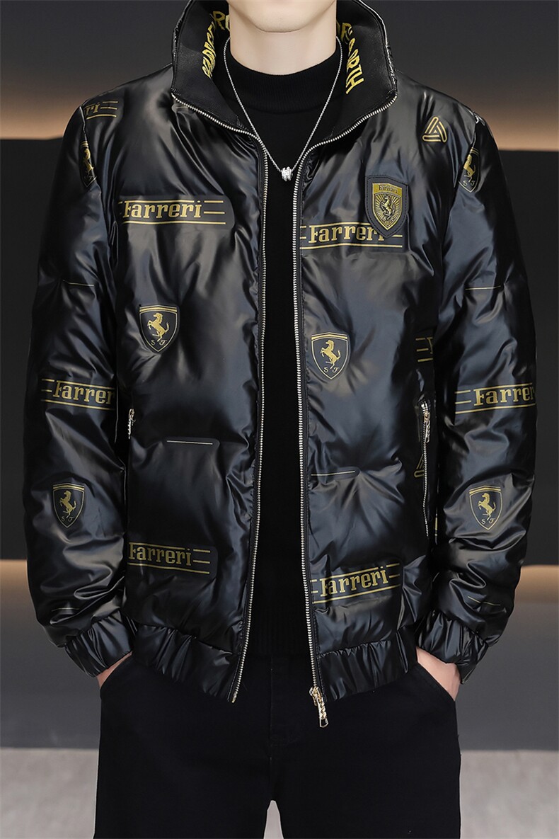 1018-MY923-P95重磅棉衣男韩版潮流短款羽绒棉服亮面高级感立领,男装棉衣,星座1018