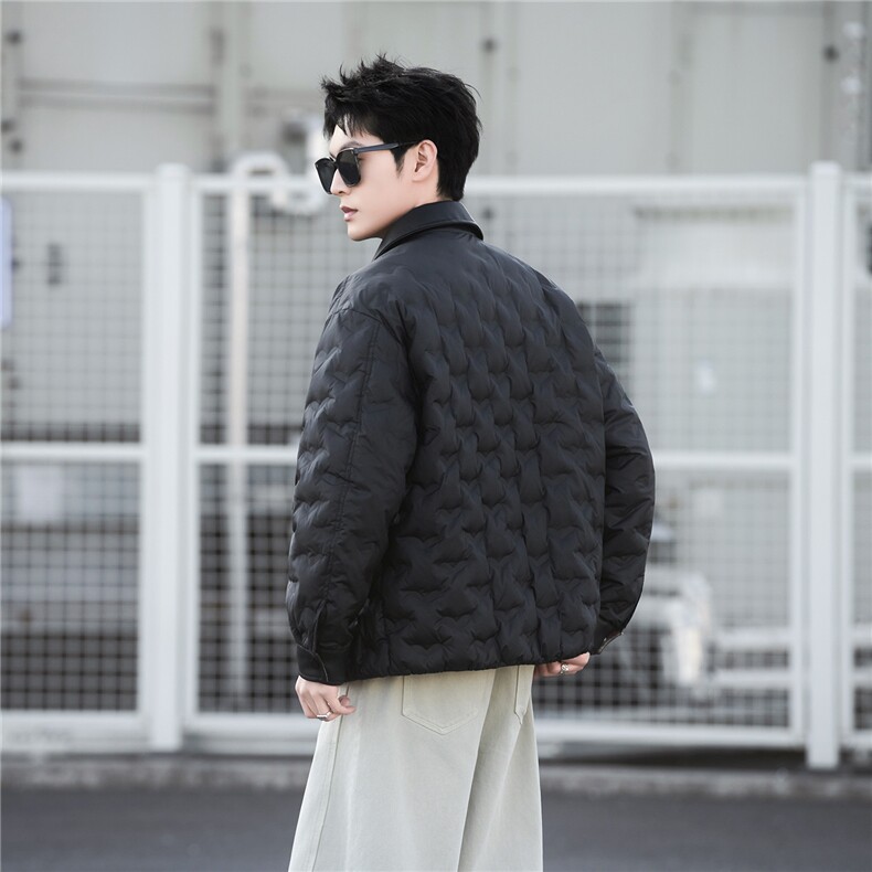 大货90白鸭绒翻领拼皮高级感男装羽绒服C317-26762-P285,男装羽绒服,电商C317